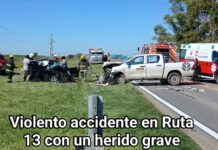 Los Cardos Violento accidente en Ruta 13 con un herido grave